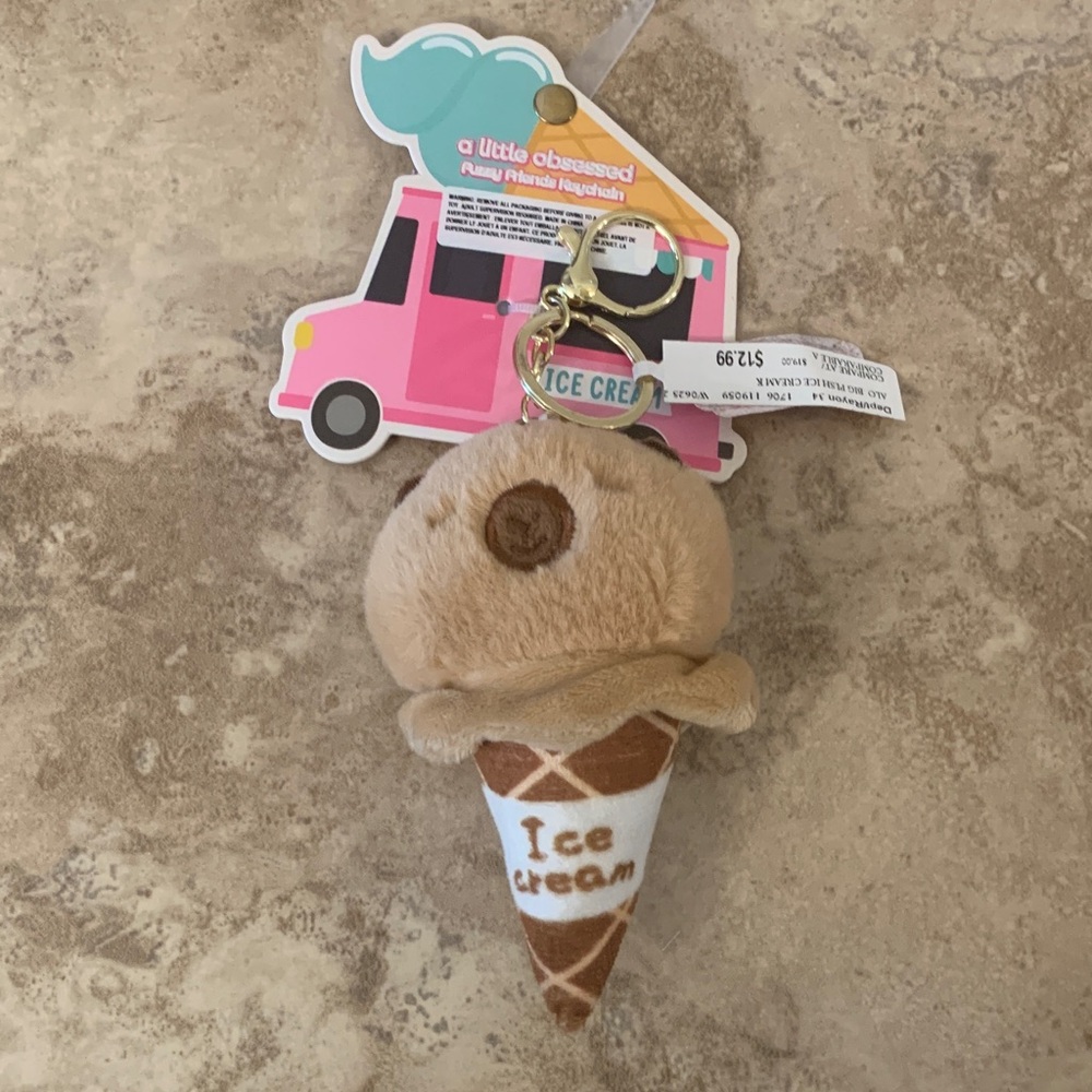 NEW Ice Cream Plush Keychain stocking stuffer bag charm Christmas